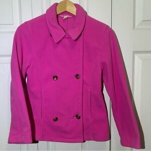 Land's End Girls Pink Fleece Peacoat, Double button closure. Pockets, M 10-12